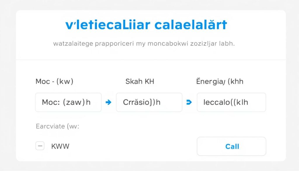 Kalkulator online do przeliczania kW na kWh z interfejsem użytkownika