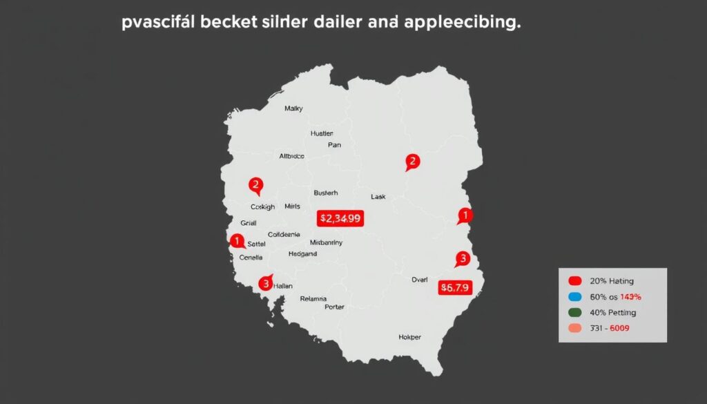 Mapa Polski z cenami montażu pieca CO w różnych regionach