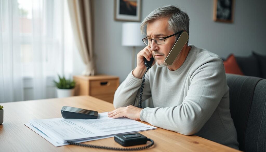 Osoba na zwolnieniu konsultująca się telefonicznie z lekarzem w sprawie wyjścia z domu