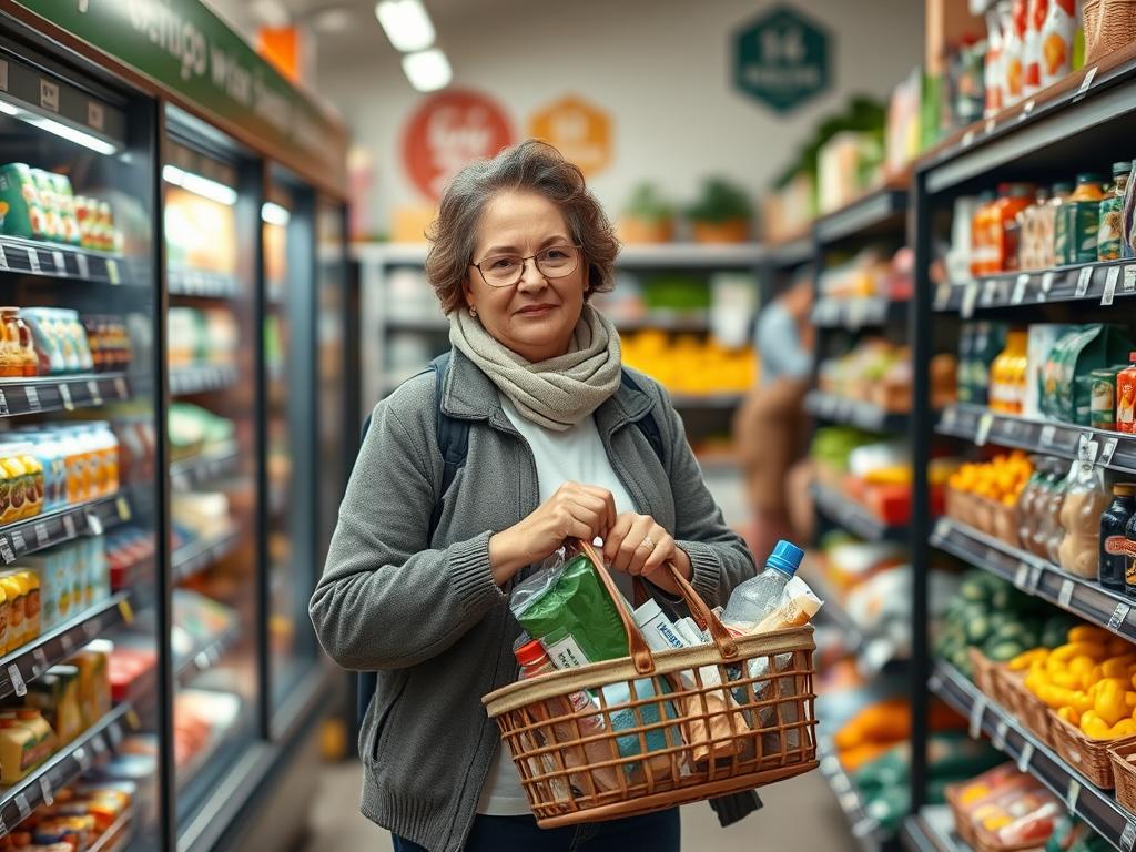 Osoba na zwolnieniu z kodem 2 robiąca zakupy spożywcze