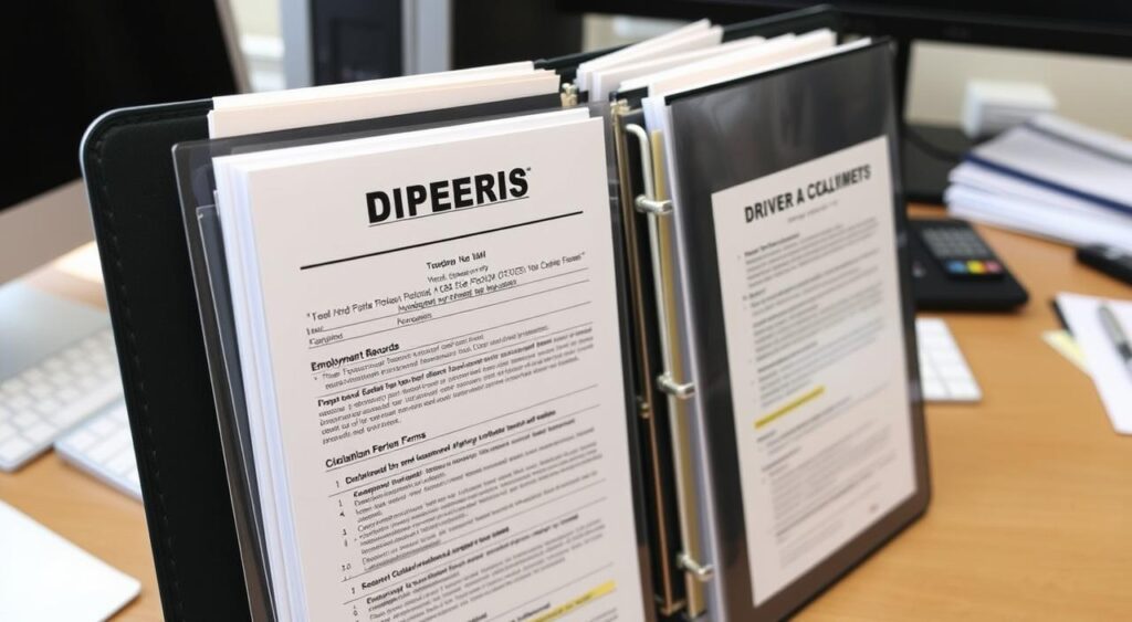 Segregator z dokumentacją dotyczącą zatrudnienia kierowców
