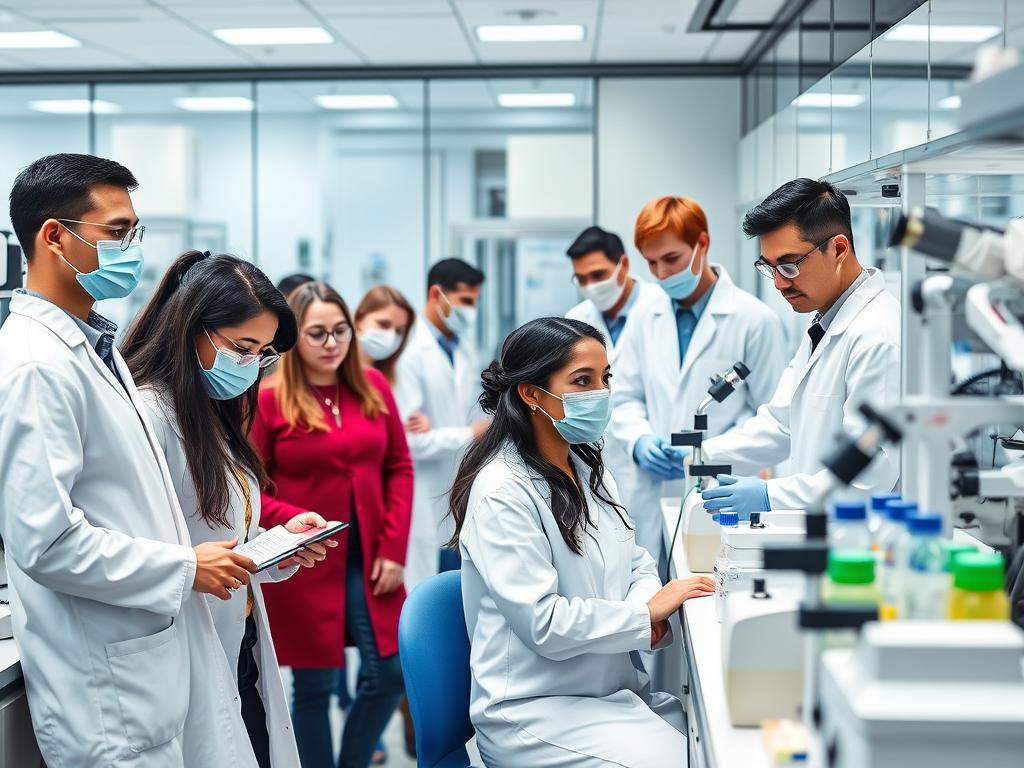 Biotechnolog pracujący w nowoczesnym laboratorium w USA, ile zarabia biotechnolog w usa