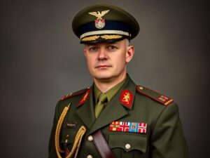 Kapitan w wojsku polskim w mundurze galowym