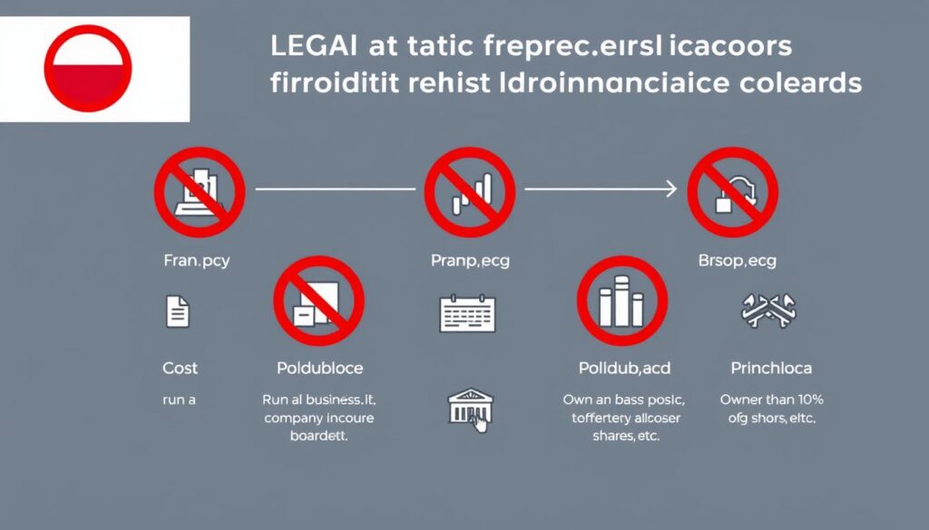 Ograniczenia dotyczące dodatkowych źródeł dochodu wójta gminy - infografika pokazująca zakazy dotyczące działalności gospodarczej